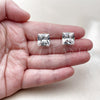 Oro Laminado Stud Earring, Gold Filled Style with White Cubic Zirconia, Polished, Golden Finish, 5.128.029