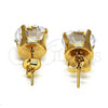 Oro Laminado Stud Earring, Gold Filled Style with White Cubic Zirconia, Polished, Golden Finish, 5.128.029