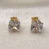 Oro Laminado Stud Earring, Gold Filled Style with White Cubic Zirconia, Polished, Golden Finish, 5.128.029