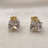 Oro Laminado Stud Earring, Gold Filled Style with White Cubic Zirconia, Polished, Golden Finish, 5.128.029