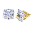 Oro Laminado Stud Earring, Gold Filled Style with White Cubic Zirconia, Polished, Golden Finish, 5.128.029