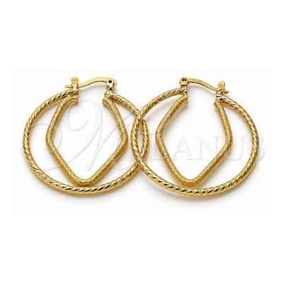 Oro Laminado Medium Hoop, Gold Filled Style Diamond Cutting Finish, Golden Finish, 5.136.042
