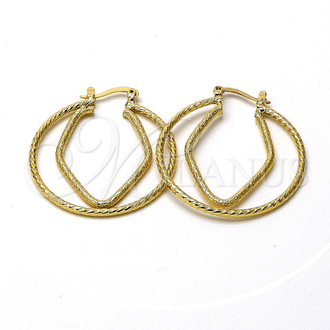 Oro Laminado Medium Hoop, Gold Filled Style Diamond Cutting Finish, Golden Finish, 5.136.042