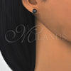 Oro Laminado Stud Earring, Gold Filled Style with Black Cubic Zirconia, Polished, Golden Finish, 5.128.034