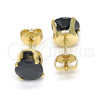 Oro Laminado Stud Earring, Gold Filled Style with Black Cubic Zirconia, Polished, Golden Finish, 5.128.034
