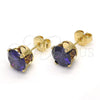 Oro Laminado Stud Earring, Gold Filled Style with Amethyst Cubic Zirconia, Polished, Golden Finish, 5.128.044