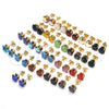 Oro Laminado Stud Earring, Gold Filled Style with Amethyst Cubic Zirconia, Polished, Golden Finish, 5.128.044