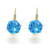 Oro Laminado Leverback Earring, Gold Filled Style with Blue Topaz Cubic Zirconia, Polished, Golden Finish, 5.128.062
