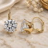 Oro Laminado Leverback Earring, Gold Filled Style with White Cubic Zirconia, Polished, Golden Finish, 5.128.063