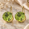 Oro Laminado Leverback Earring, Gold Filled Style with Dark Peridot Cubic Zirconia, Polished, Golden Finish, 5.128.064
