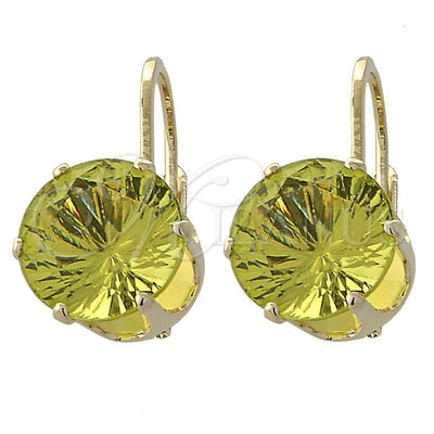 Oro Laminado Leverback Earring, Gold Filled Style with Dark Peridot Cubic Zirconia, Polished, Golden Finish for wholesale, main product view