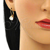 Oro Laminado Leverback Earring, Gold Filled Style with White Cubic Zirconia, Polished, Golden Finish, 5.128.075