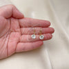 Oro Laminado Leverback Earring, Gold Filled Style with White Cubic Zirconia, Polished, Golden Finish, 5.128.075