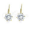 Oro Laminado Leverback Earring, Gold Filled Style with White Cubic Zirconia, Polished, Golden Finish, 5.128.075