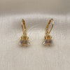 Oro Laminado Leverback Earring, Gold Filled Style with White Cubic Zirconia, Polished, Golden Finish, 5.128.075