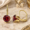 Oro Laminado Leverback Earring, Gold Filled Style with Garnet Cubic Zirconia, Polished, Golden Finish, 5.128.078