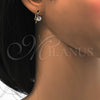 Oro Laminado Leverback Earring, Gold Filled Style with White Cubic Zirconia, Polished, Golden Finish, 5.128.087