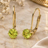 Oro Laminado Leverback Earring, Gold Filled Style with Dark Peridot Cubic Zirconia, Polished, Golden Finish, 5.128.088