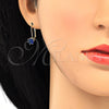 Oro Laminado Leverback Earring, Gold Filled Style with Sapphire Blue Cubic Zirconia, Polished, Golden Finish, 5.128.089