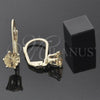 Oro Laminado Leverback Earring, Gold Filled Style with Golden Cubic Zirconia, Polished, Golden Finish, 5.128.094