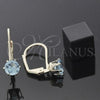 Oro Laminado Leverback Earring, Gold Filled Style with Aquamarine Cubic Zirconia, Polished, Golden Finish, 5.128.095