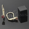 Oro Laminado Leverback Earring, Gold Filled Style with Garnet Cubic Zirconia, Polished, Golden Finish, 5.128.096