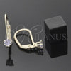 Oro Laminado Leverback Earring, Gold Filled Style with Lavender Cubic Zirconia, Polished, Golden Finish, 5.128.097