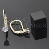 Oro Laminado Leverback Earring, Gold Filled Style with Lavender Cubic Zirconia, Polished, Golden Finish, 5.128.097