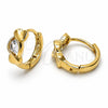 Oro Laminado Huggie Hoop, Gold Filled Style with White Cubic Zirconia, Polished, Golden Finish, 5.131.028