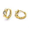 Oro Laminado Huggie Hoop, Gold Filled Style with White Cubic Zirconia, Polished, Golden Finish, 5.131.028