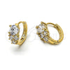 Oro Laminado Huggie Hoop, Gold Filled Style with White Cubic Zirconia, Polished, Golden Finish, 5.131.034