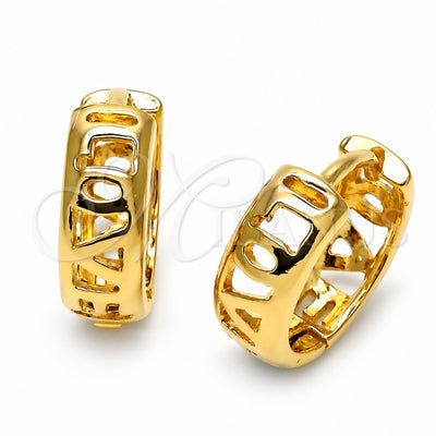 Oro Laminado Huggie Hoop, Gold Filled Style Love Design, Polished, Golden Finish, 5.133.001