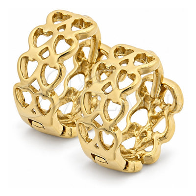 Oro Laminado Huggie Hoop, Gold Filled Style Heart Design, Polished, Golden Finish, 5.133.004
