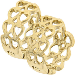 Oro Laminado Huggie Hoop, Gold Filled Style Heart Design, Polished, Golden Finish, 5.133.004