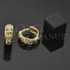 Oro Laminado Huggie Hoop, Gold Filled Style Filigree and Flower Design, Polished, Golden Finish, 5.133.006