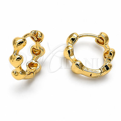 Oro Laminado Huggie Hoop, Gold Filled Style Heart Design, Polished, Golden Finish, 5.133.012