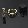 Oro Laminado Huggie Hoop, Gold Filled Style Greek Key Design, Polished, Golden Finish, 5.133.018
