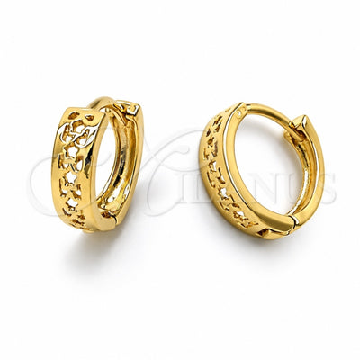 Oro Laminado Huggie Hoop, Gold Filled Style Star Design, Polished, Golden Finish, 5.133.027