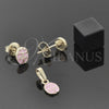 Oro Laminado Earring and Pendant Children Set, Gold Filled Style Ladybug Design, Enamel Finish, Golden Finish, 10.64.0154