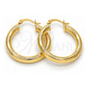 Oro Laminado Medium Hoop, Gold Filled Style Hollow Design, Diamond Cutting Finish, Golden Finish, 5.138.008.30