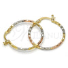 Oro Laminado Medium Hoop, Gold Filled Style Diamond Cutting Finish, Tricolor, 5.138.031.30