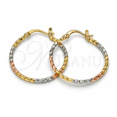 Oro Laminado Medium Hoop, Gold Filled Style Diamond Cutting Finish, Tricolor, 5.138.036.30