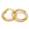 Oro Laminado Small Hoop, Gold Filled Style Diamond Cutting Finish, Tricolor, 5.139.004.25