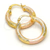 Oro Laminado Small Hoop, Gold Filled Style Diamond Cutting Finish, Tricolor, 5.139.004.25