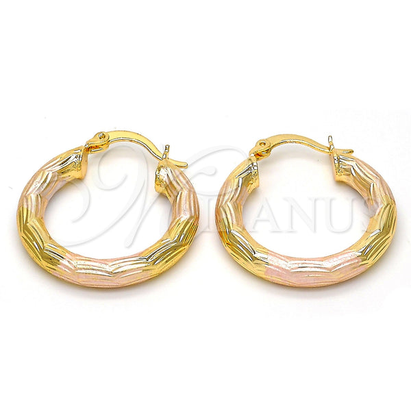 Oro Laminado Small Hoop, Gold Filled Style Diamond Cutting Finish, Tricolor, 5.139.004.25