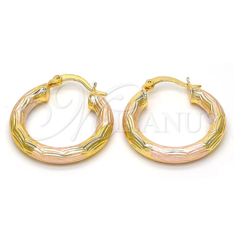 Oro Laminado Small Hoop, Gold Filled Style Diamond Cutting Finish, Tricolor, 5.139.004.25