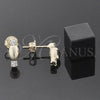 Oro Laminado Stud Earring, Gold Filled Style with White Cubic Zirconia, Polished, Golden Finish, 02.63.2250