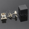 Oro Laminado Stud Earring, Gold Filled Style with White Cubic Zirconia, Polished, Golden Finish, 02.63.2252