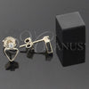 Oro Laminado Stud Earring, Gold Filled Style with White Cubic Zirconia, Polished, Golden Finish, 02.63.2253