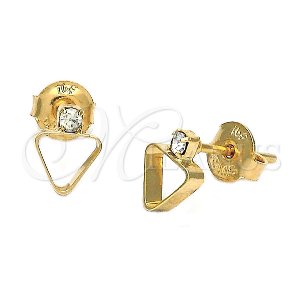 Oro Laminado Stud Earring, Gold Filled Style with White Cubic Zirconia, Polished, Golden Finish, 02.63.2253